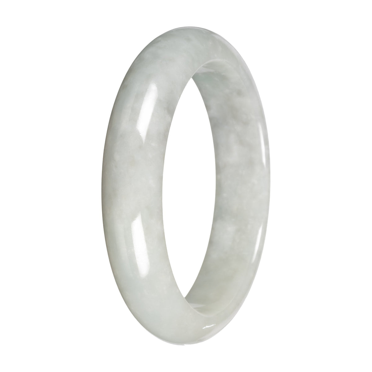 White Burmese Jade Bracelet – Half Moon (53mm–64mm)