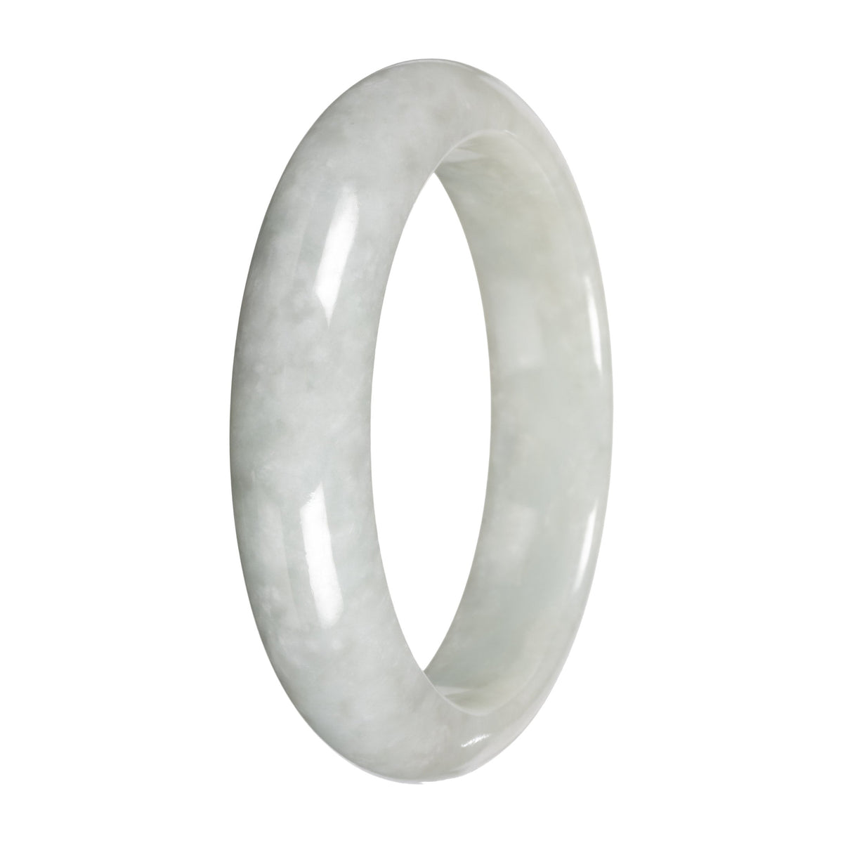 White Burmese Jade Bracelet – Half Moon (53mm–64mm)