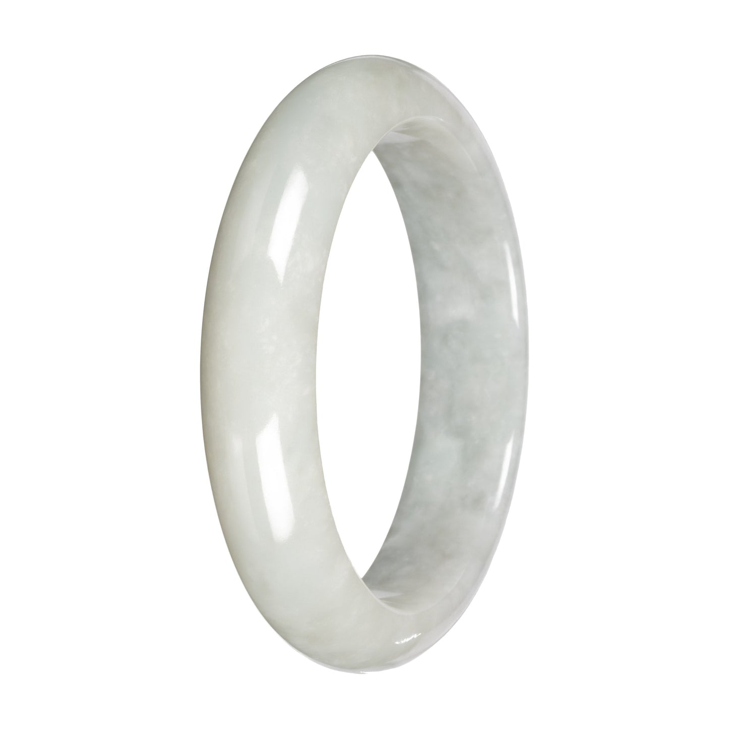 White Burmese Jade Bracelet – Half Moon (53mm–64mm)