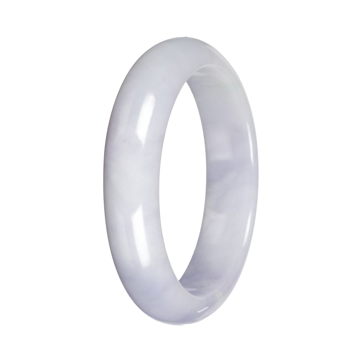 Authentic Lavender with Light Green Patch Jade Bangle - 55mm Half Moon