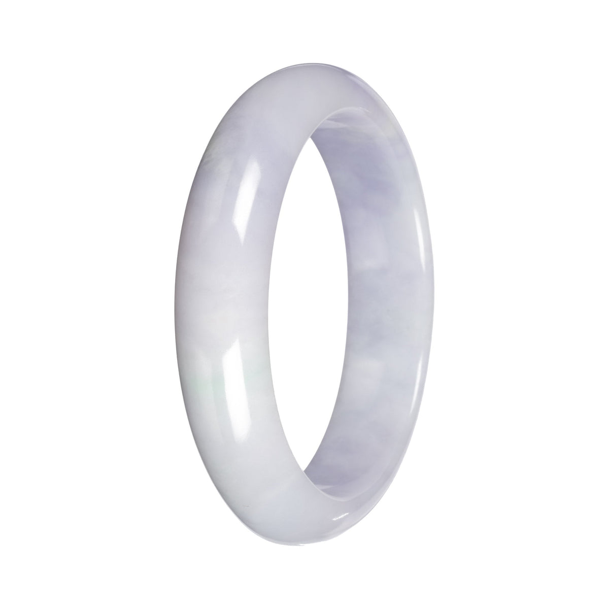 Authentic Lavender with Light Green Patch Jade Bangle - 55mm Half Moon