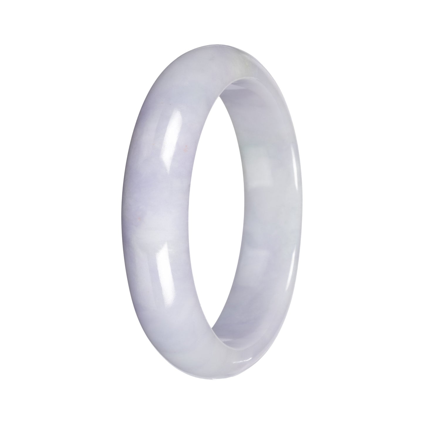 Authentic Lavender with Light Green Patch Jade Bangle - 55mm Half Moon