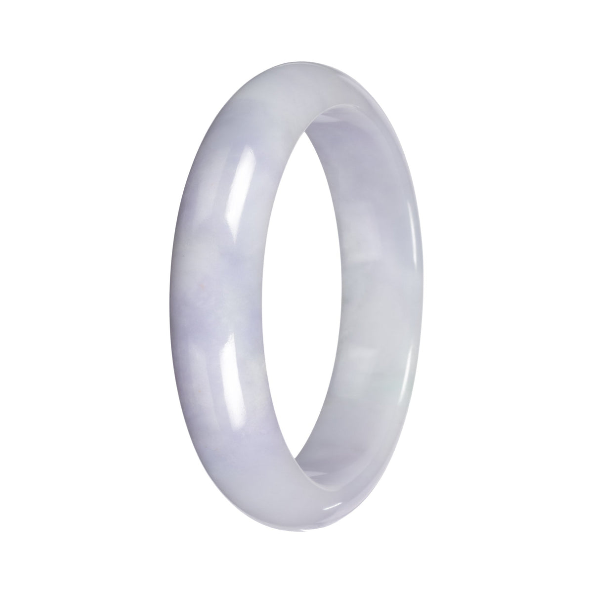 Authentic Lavender with Light Green Patch Jade Bangle - 55mm Half Moon