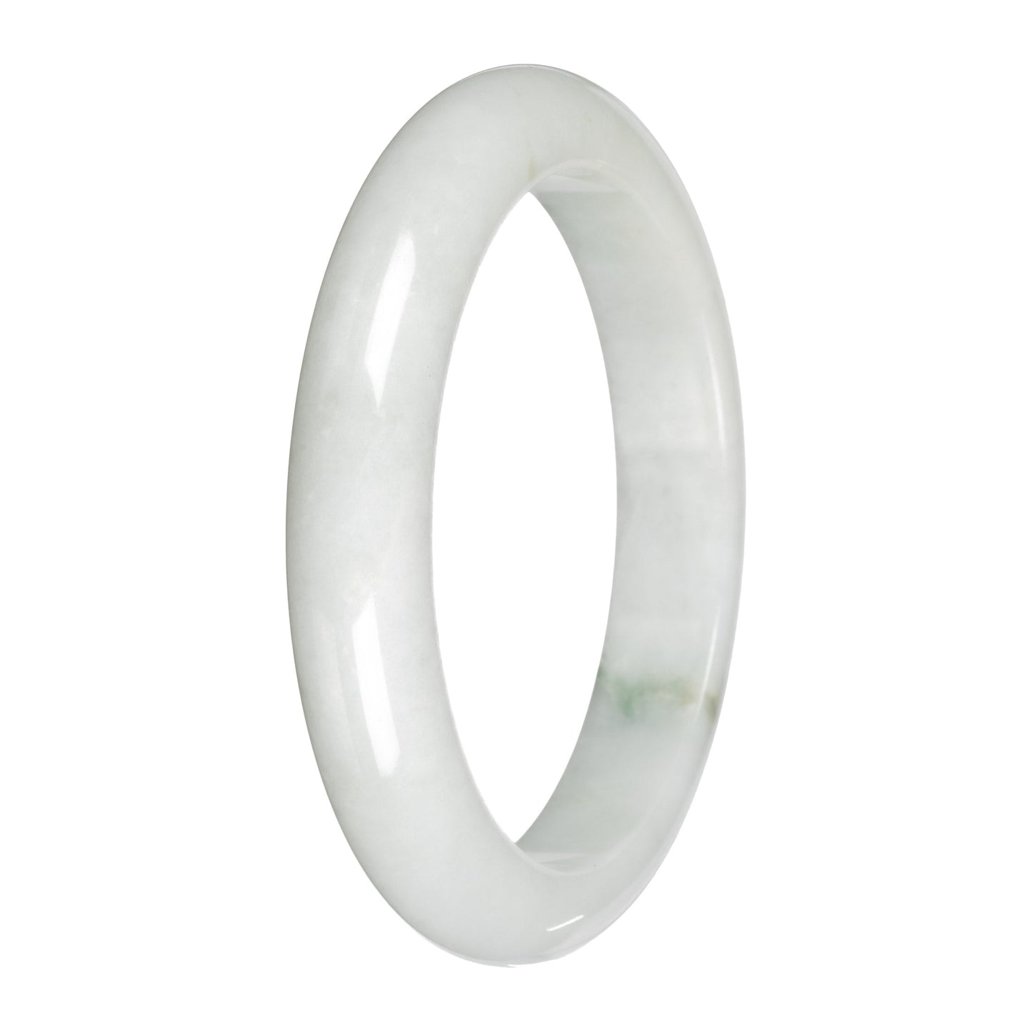 Authentic White Jade Bangle - 59mm Half Moon