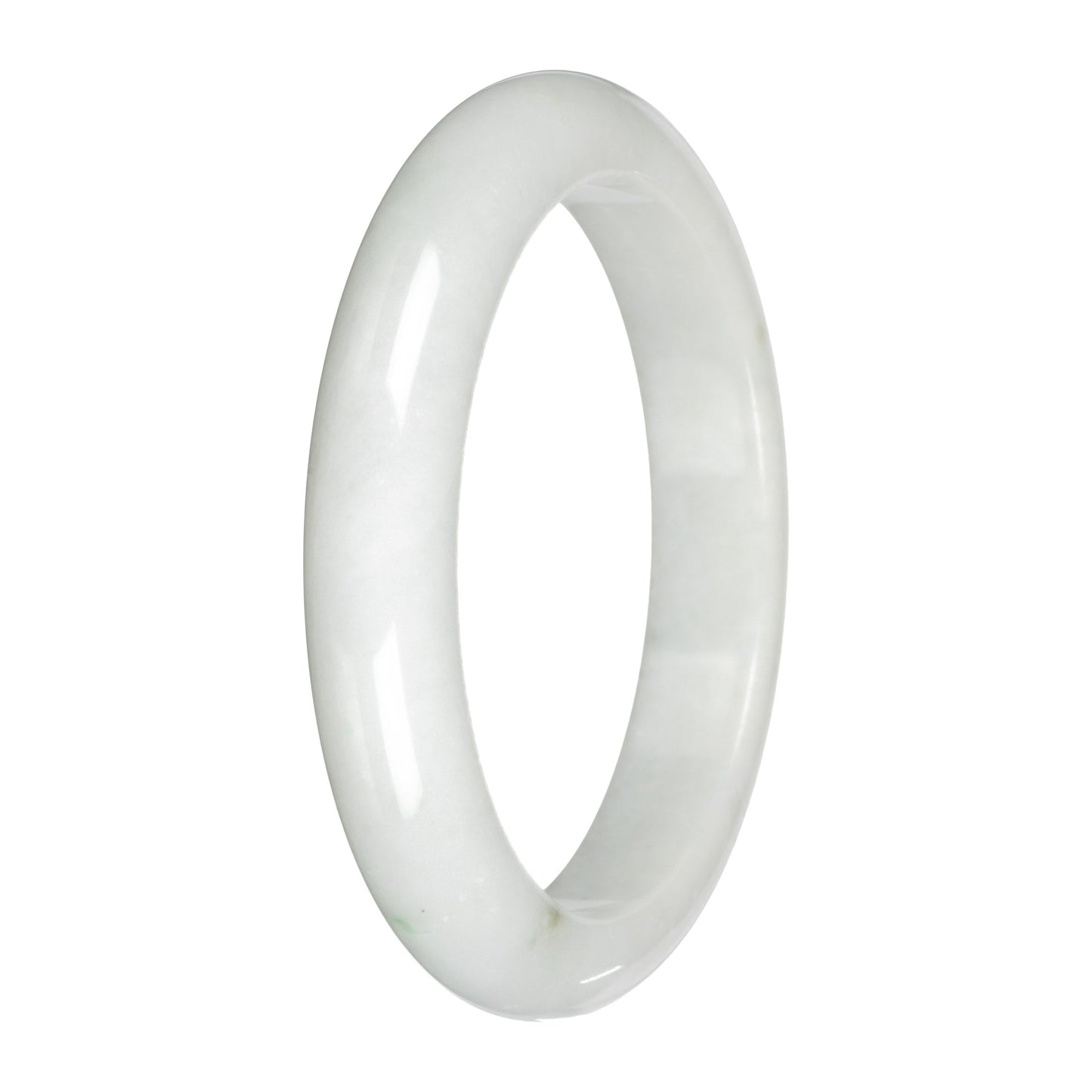 Authentic White Jade Bangle - 59mm Half Moon