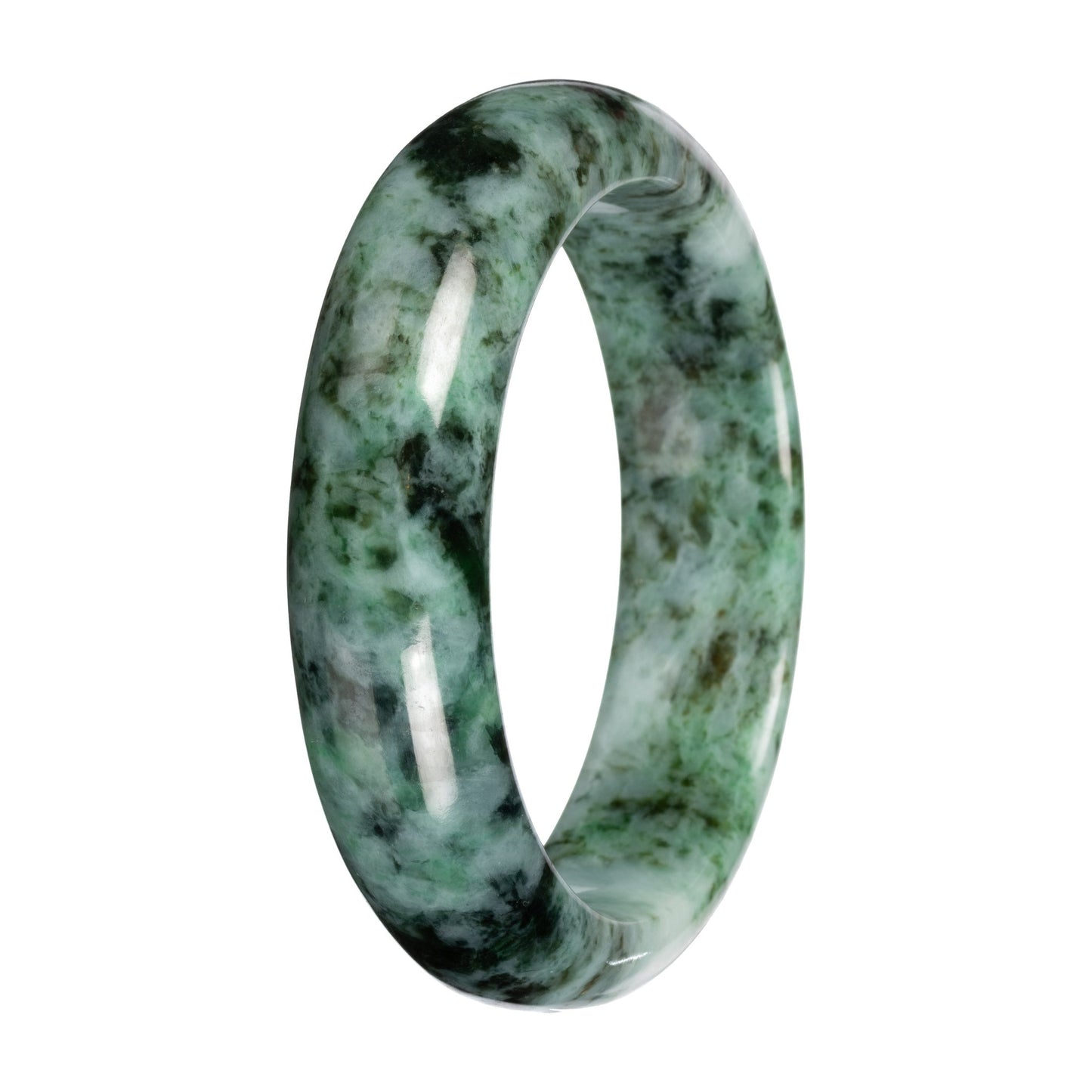 Natural Jadeite Half Moon Bangle Bracelet – 'The Landscape' (57mm–59mm)