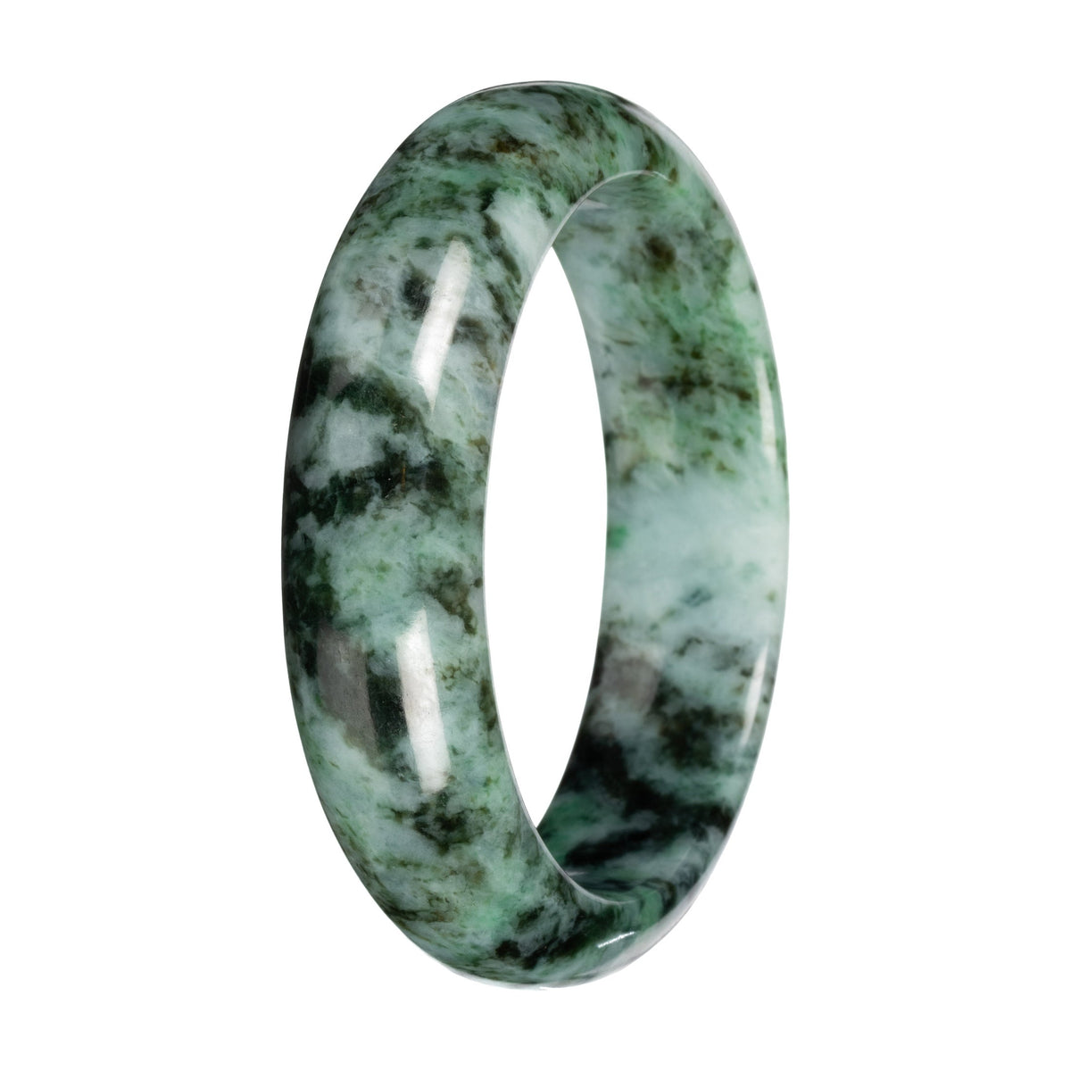 Natural Jadeite Half Moon Bangle Bracelet – 'The Landscape' (57mm–59mm)