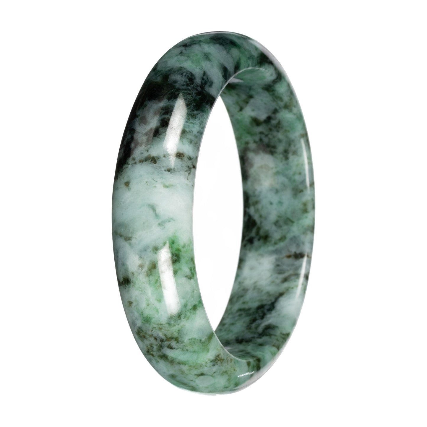 Natural Jadeite Half Moon Bangle Bracelet – 'The Landscape' (57mm–59mm)