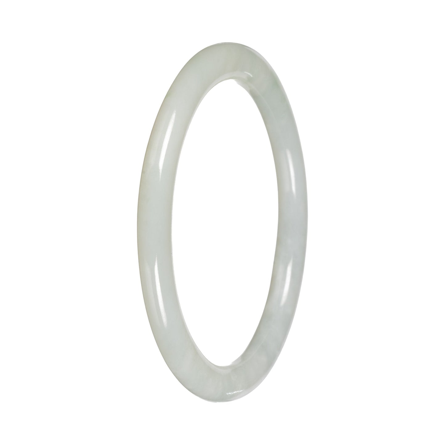 Genuine White Traditional Jade Bangle - 57mm Petite Round