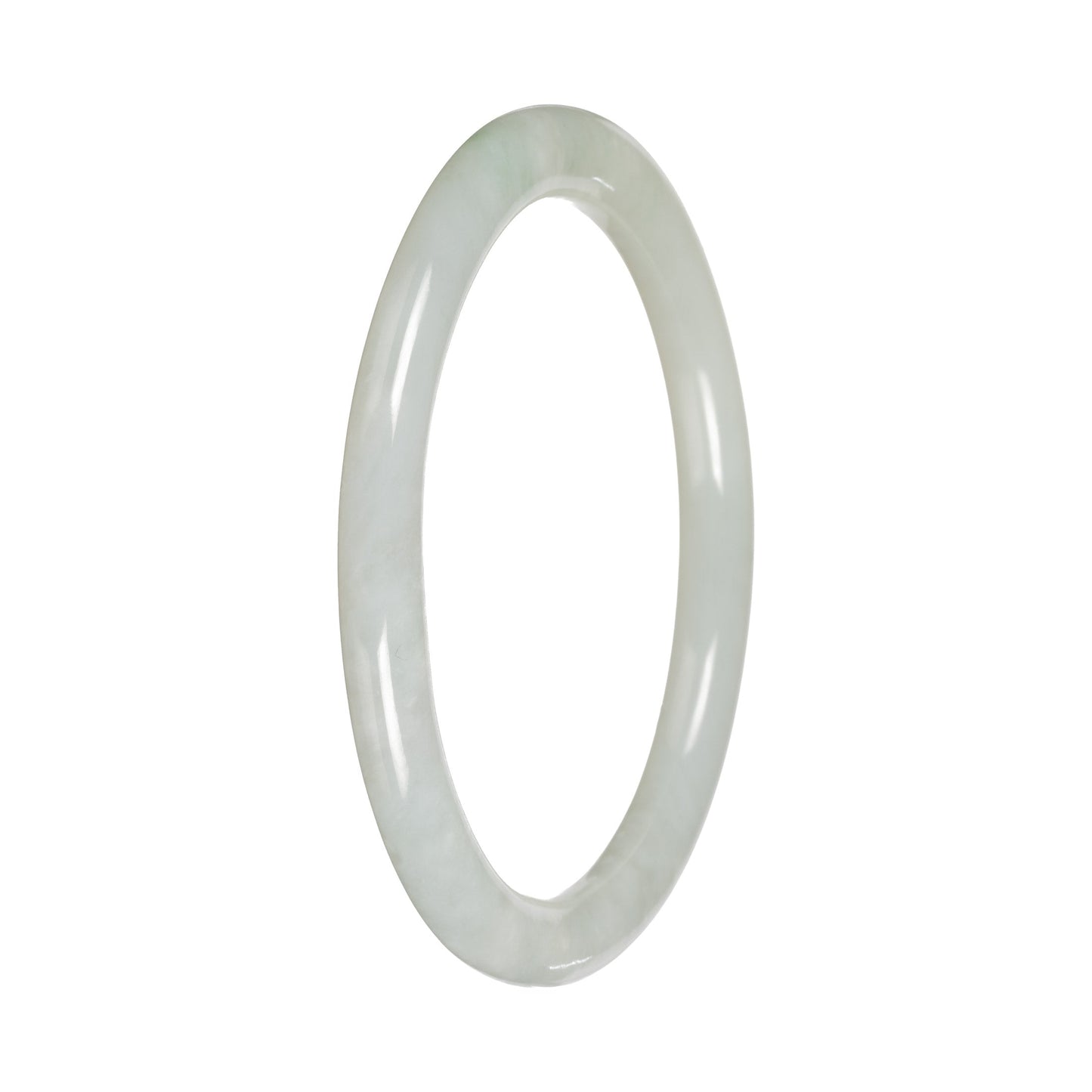 Genuine White Traditional Jade Bangle - 57mm Petite Round