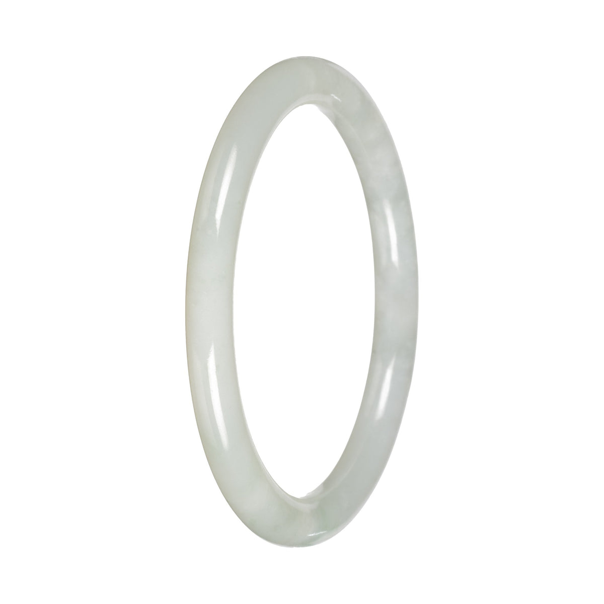 Genuine White Traditional Jade Bangle - 57mm Petite Round