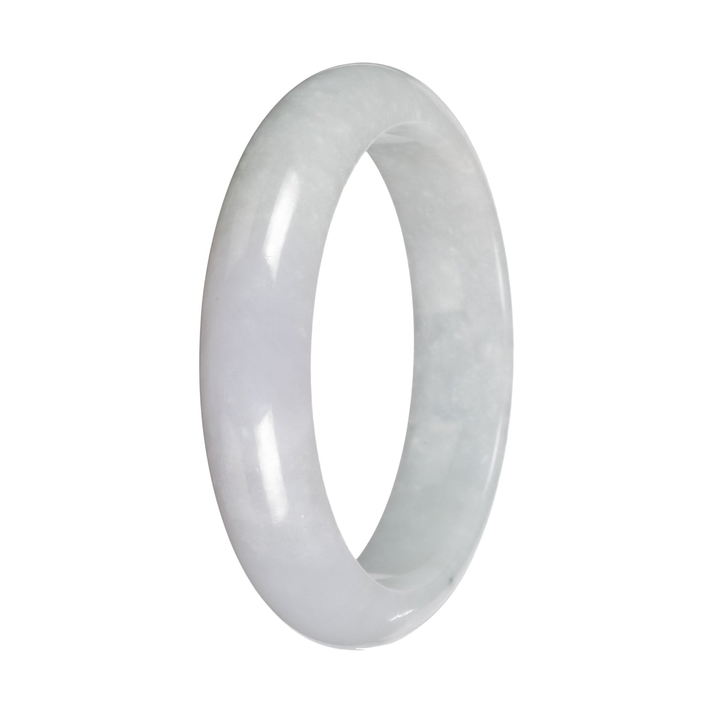 Natural White Burmese Jade Bangle - 56mm Half Moon