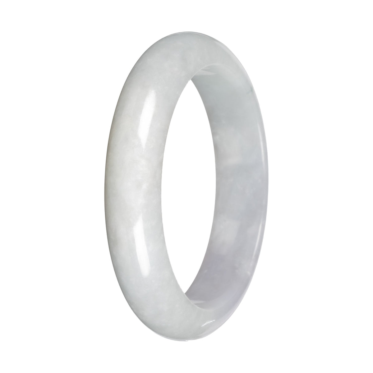Natural White Burmese Jade Bangle - 56mm Half Moon