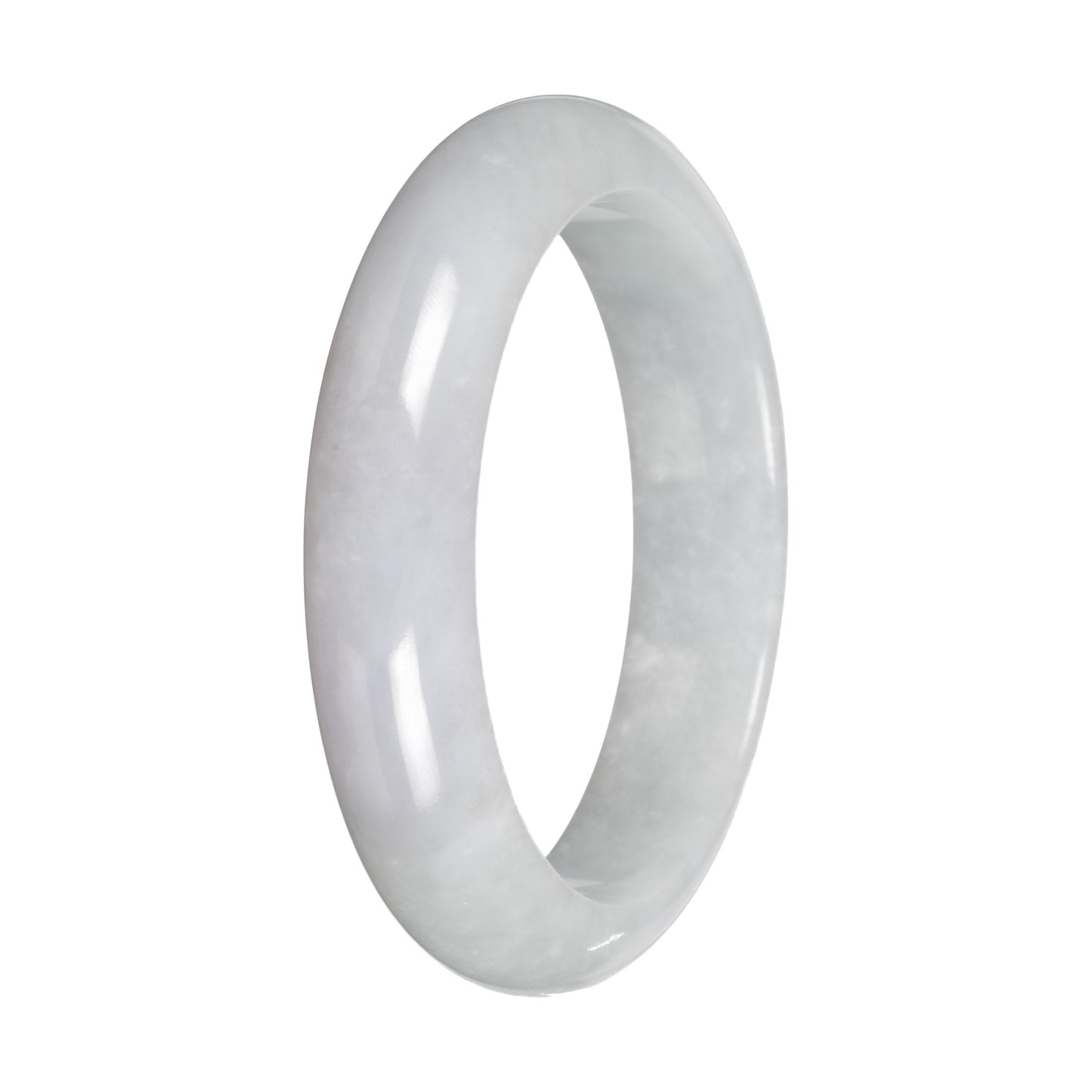 Natural White Burmese Jade Bangle - 56mm Half Moon