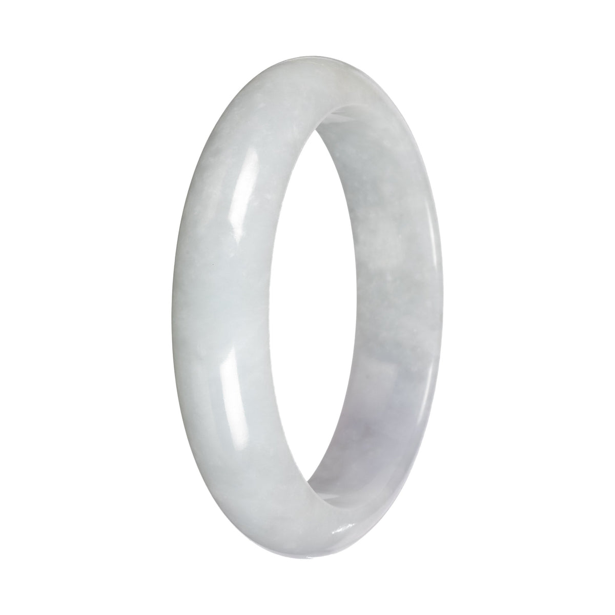 Natural White Burmese Jade Bangle - 56mm Half Moon