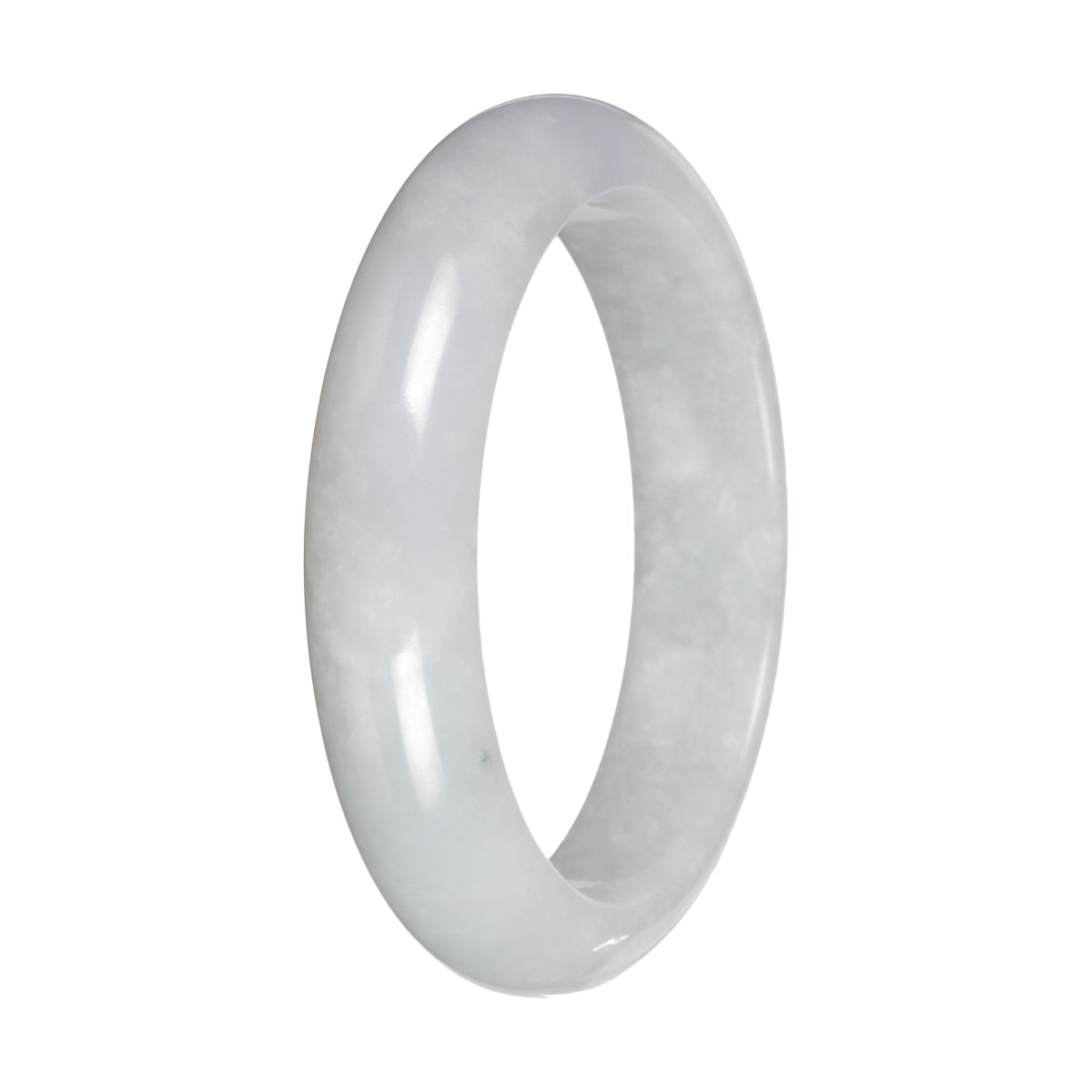 Natural White Burmese Jade Bangle - 56mm Half Moon
