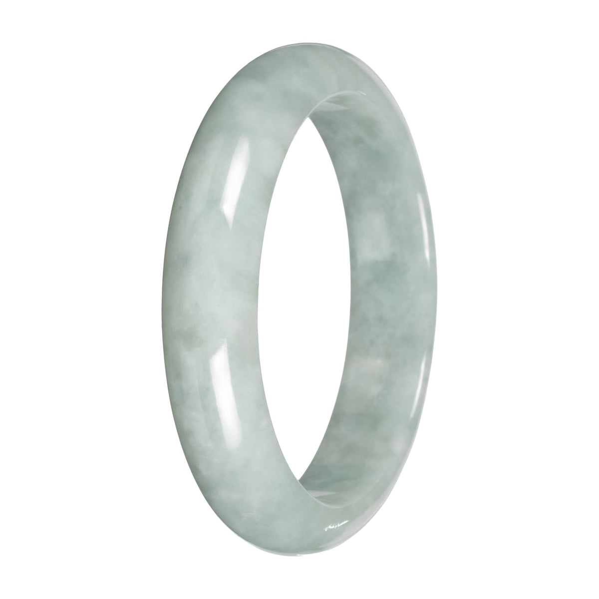 Real Light Green Jadeite Bangle Bracelet - 58mm Half Moon