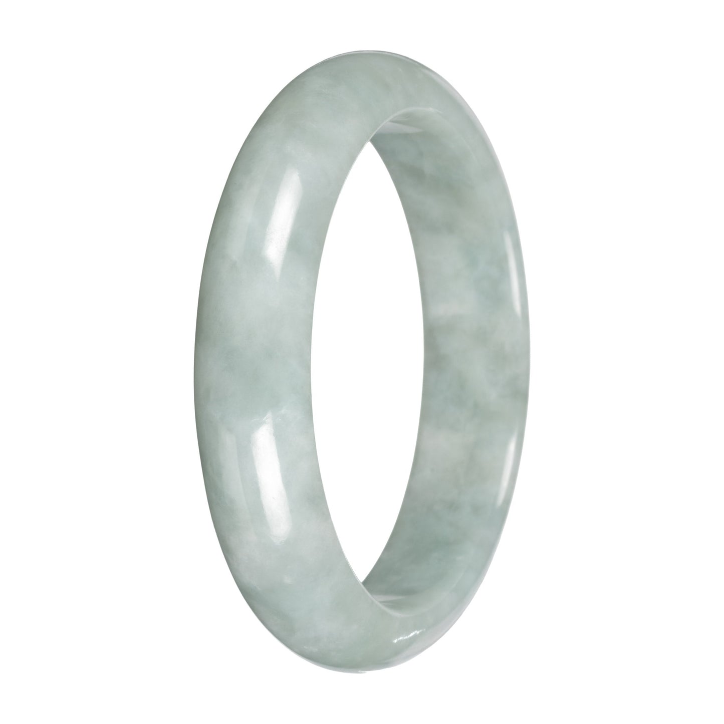Real Light Green Jadeite Bangle Bracelet - 58mm Half Moon