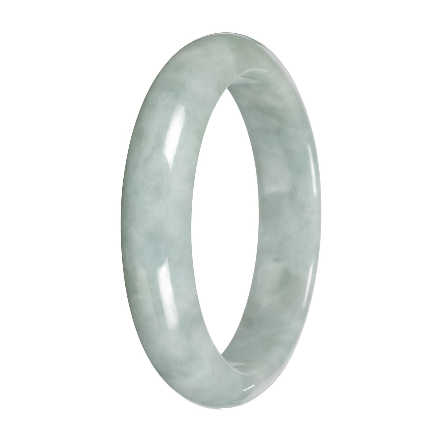 Real Light Green Jadeite Bangle Bracelet - 58mm Half Moon