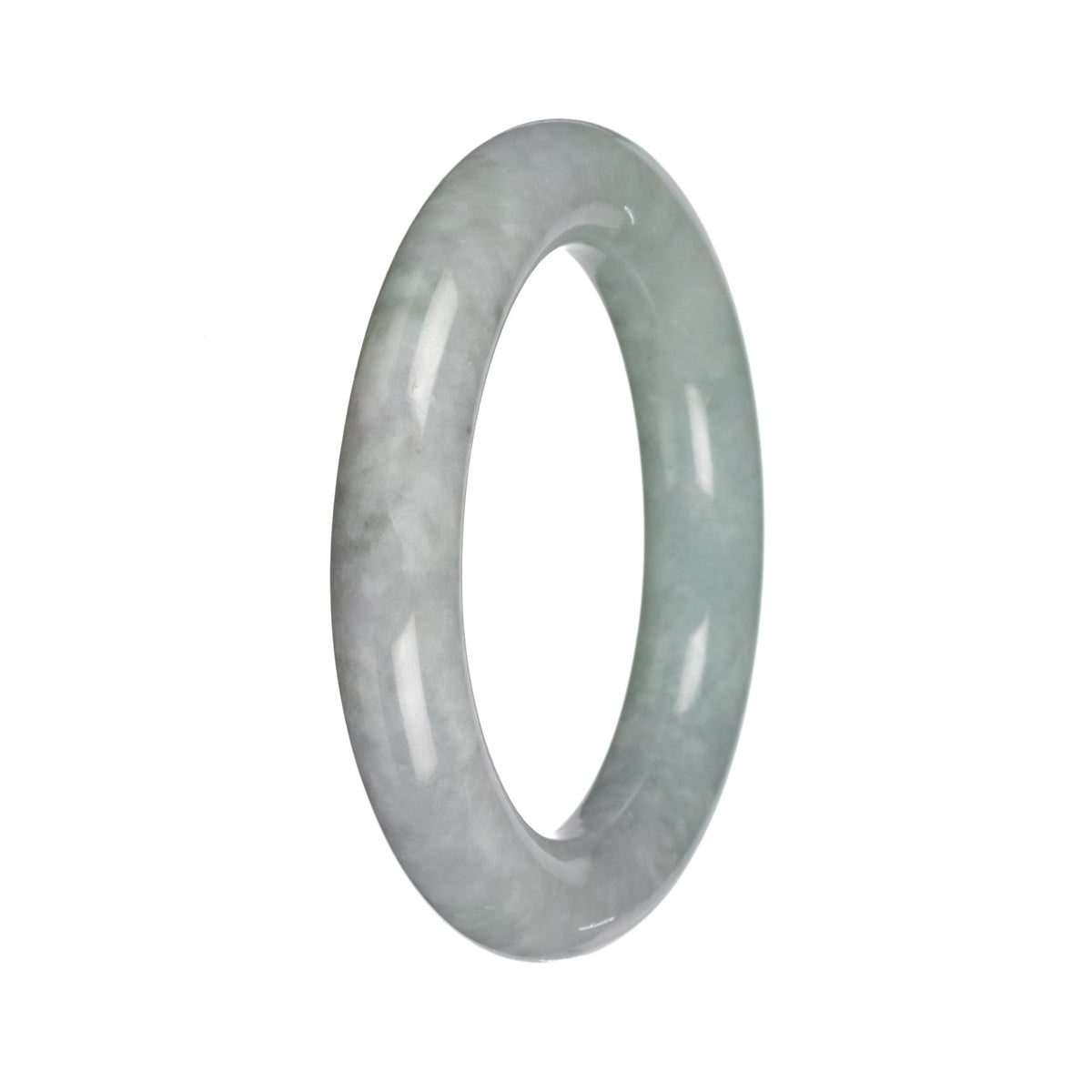 Authentic Gray with Light Green Section Burma Jade Bangle - 51mm Round