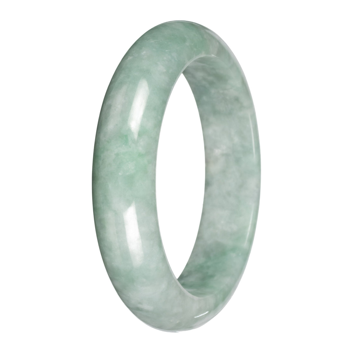 Grade A Green Burmese Jade Bangle - 58mm Half Moon