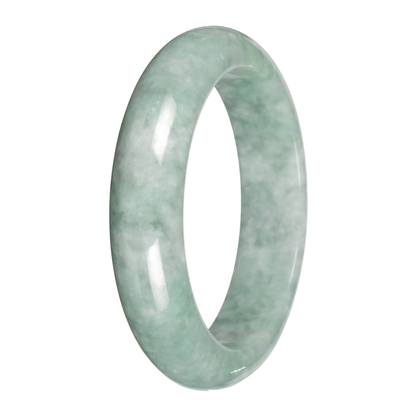 Grade A Green Burmese Jade Bangle - 58mm Half Moon