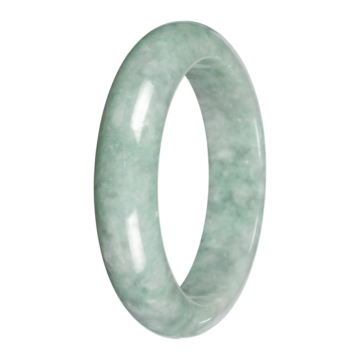 Grade A Green Burmese Jade Bangle - 58mm Half Moon