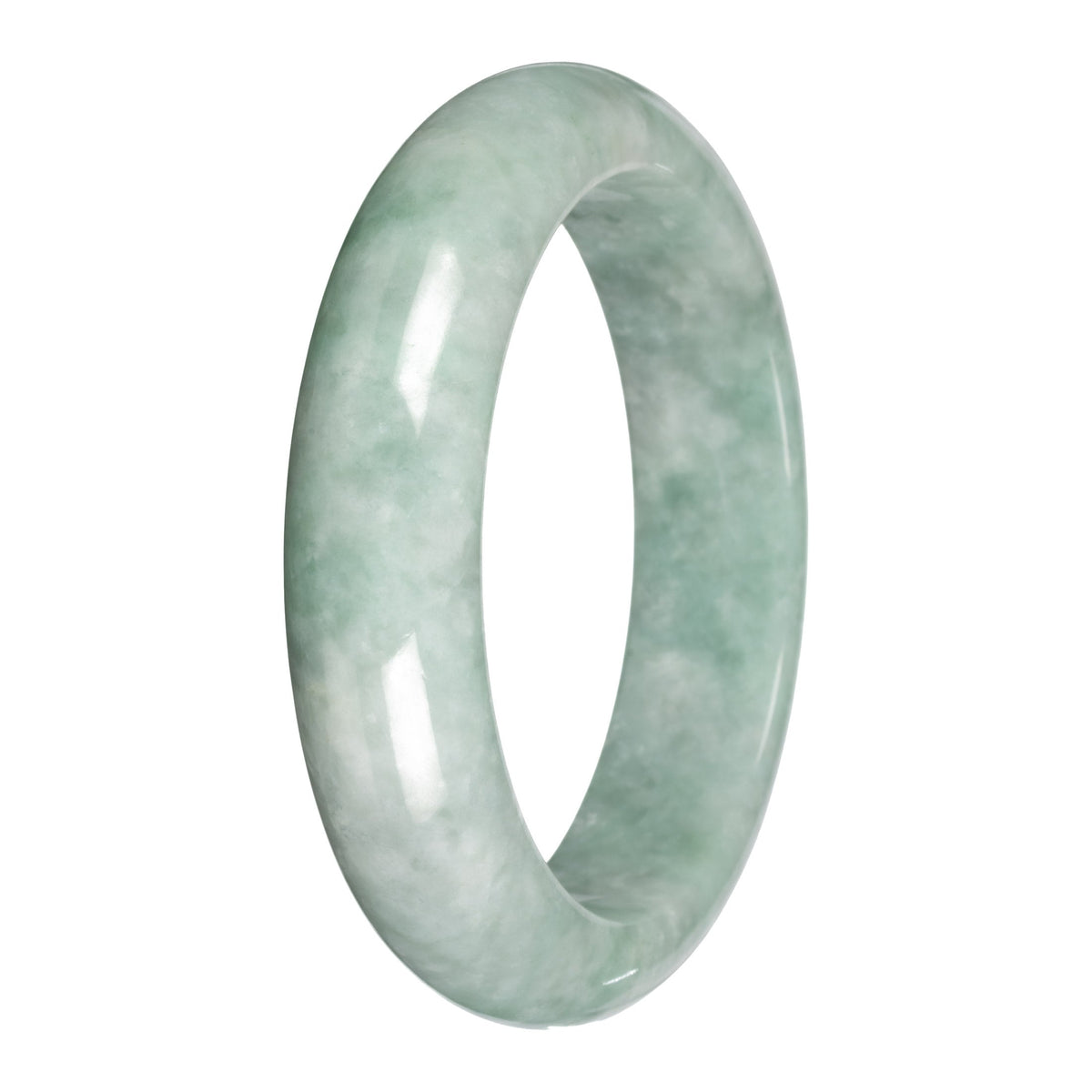 Grade A Green Burmese Jade Bangle - 58mm Half Moon