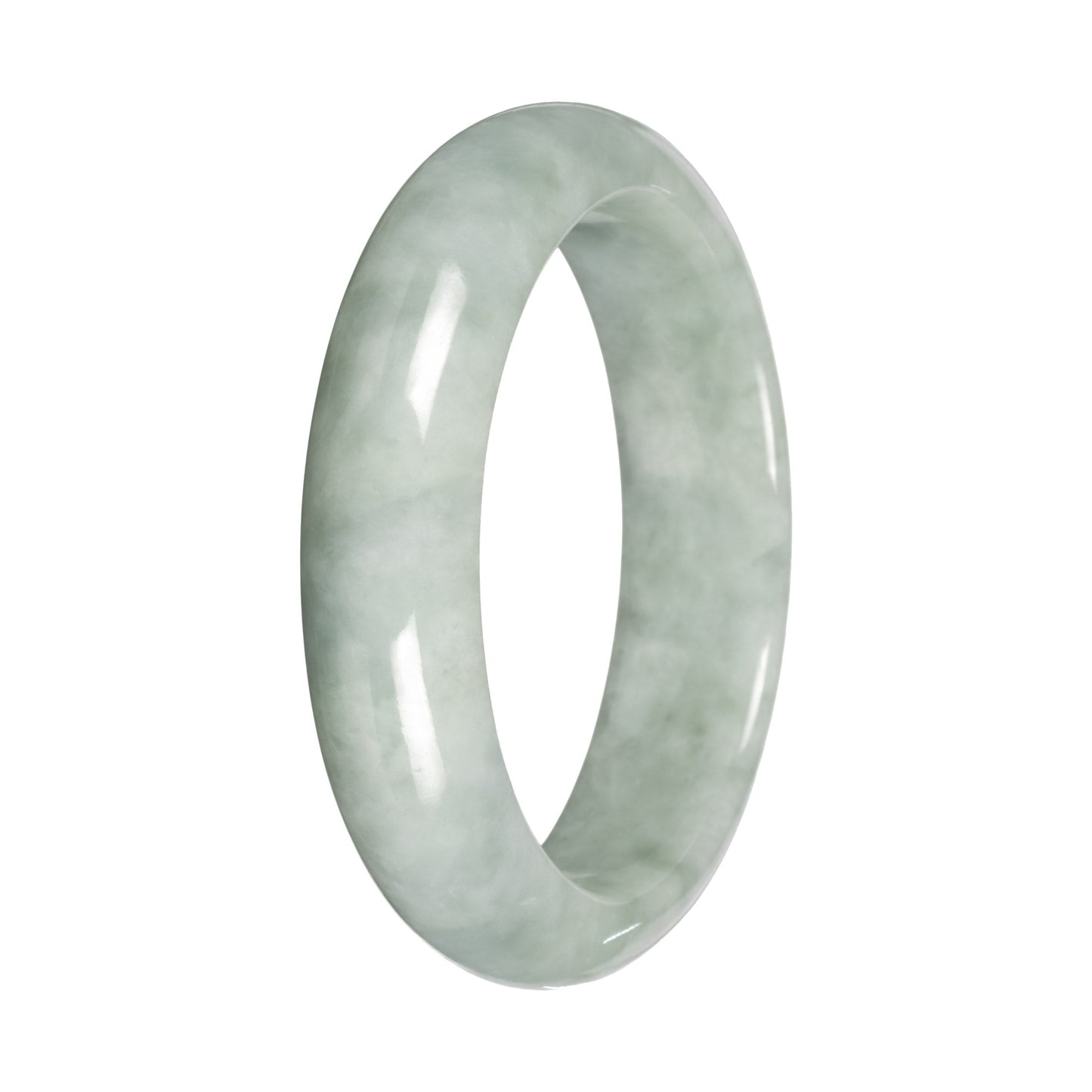 Authentic Light Green Burmese Jade Bangle Bracelet - 55mm Half Moon
