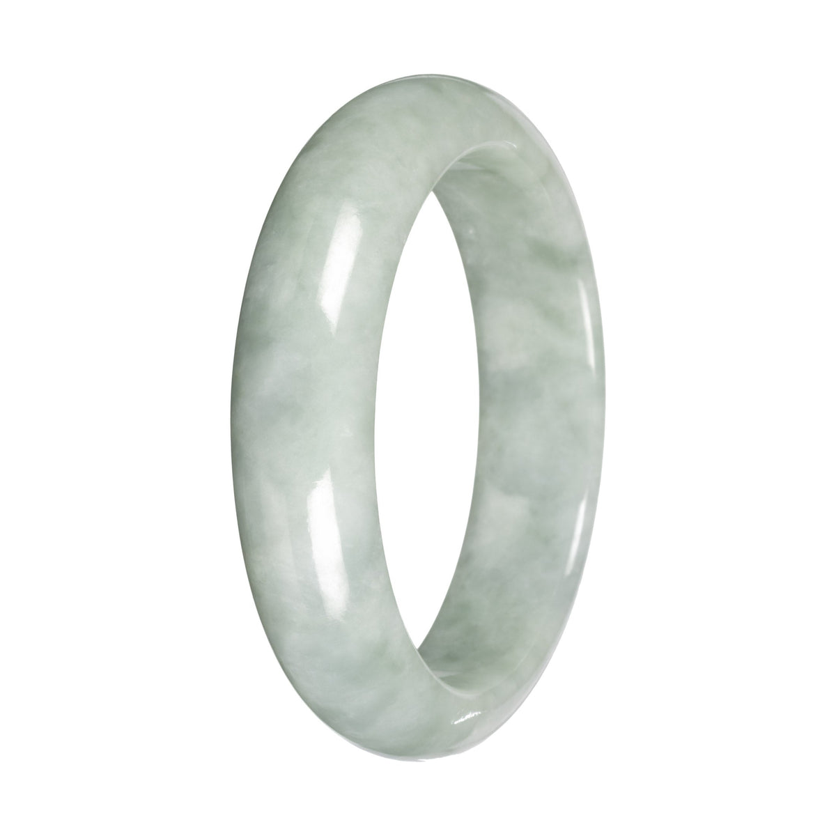 Authentic Light Green Burmese Jade Bangle Bracelet - 55mm Half Moon