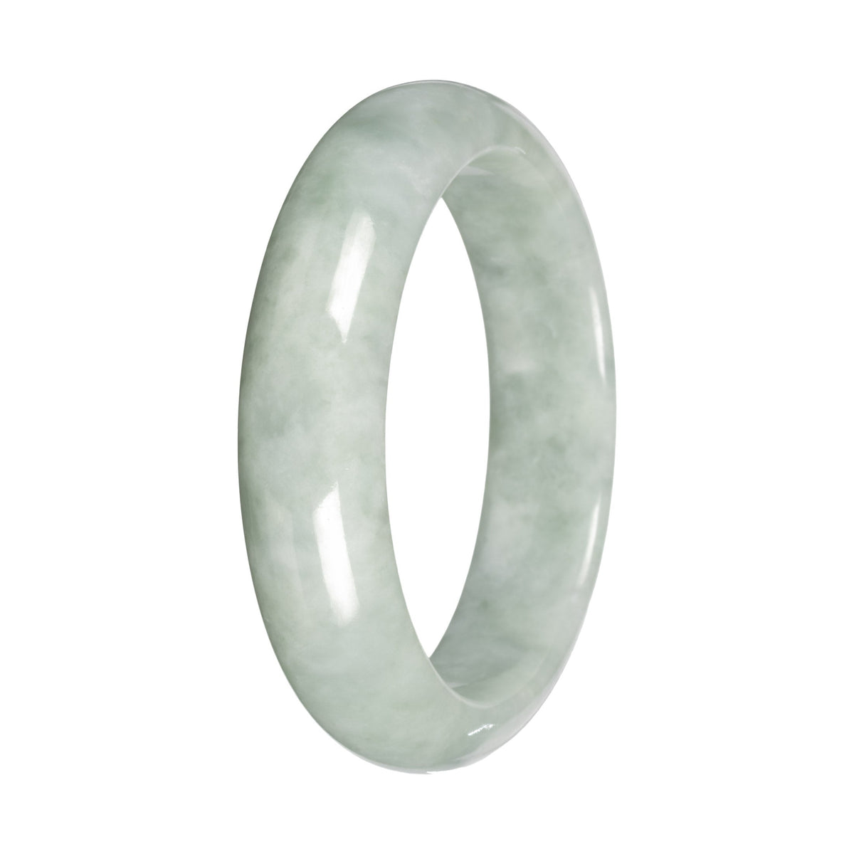 Authentic Light Green Burmese Jade Bangle Bracelet - 55mm Half Moon