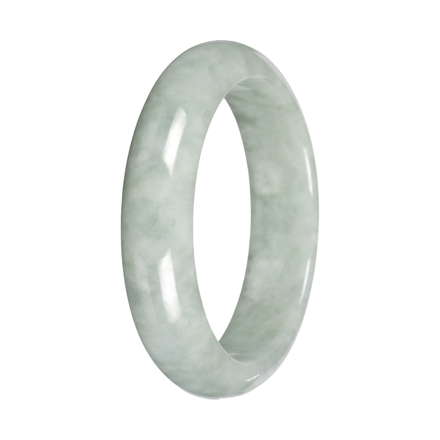Authentic Light Green Burmese Jade Bangle Bracelet - 55mm Half Moon