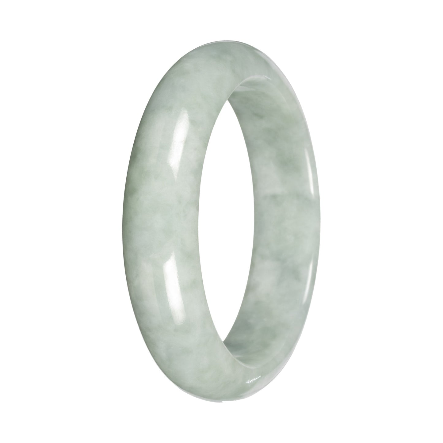 Authentic Light Green Burmese Jade Bangle Bracelet - 55mm Half Moon