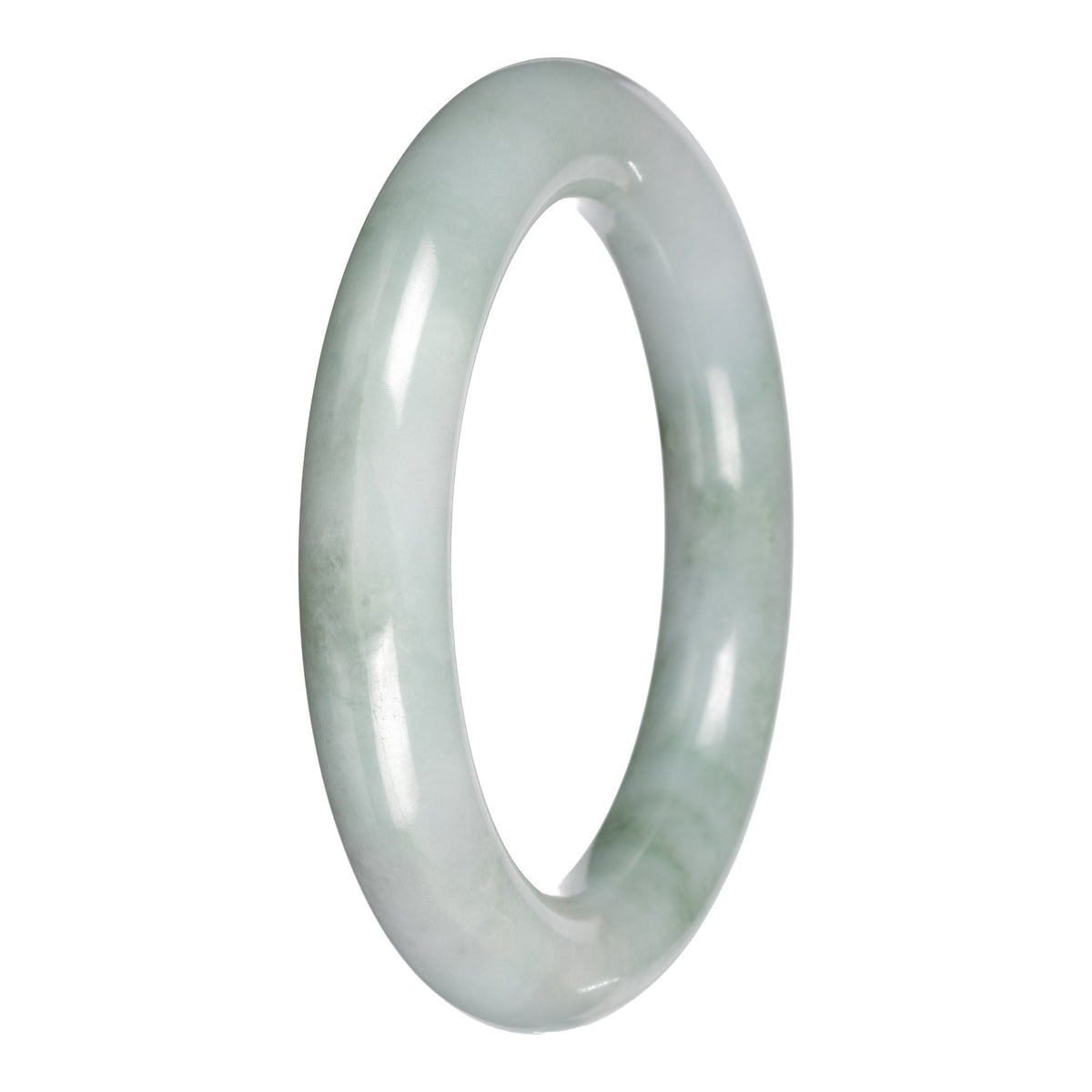 Untreated Pale Green with Green Patches Jadeite Jade Bangle - 55mm Round