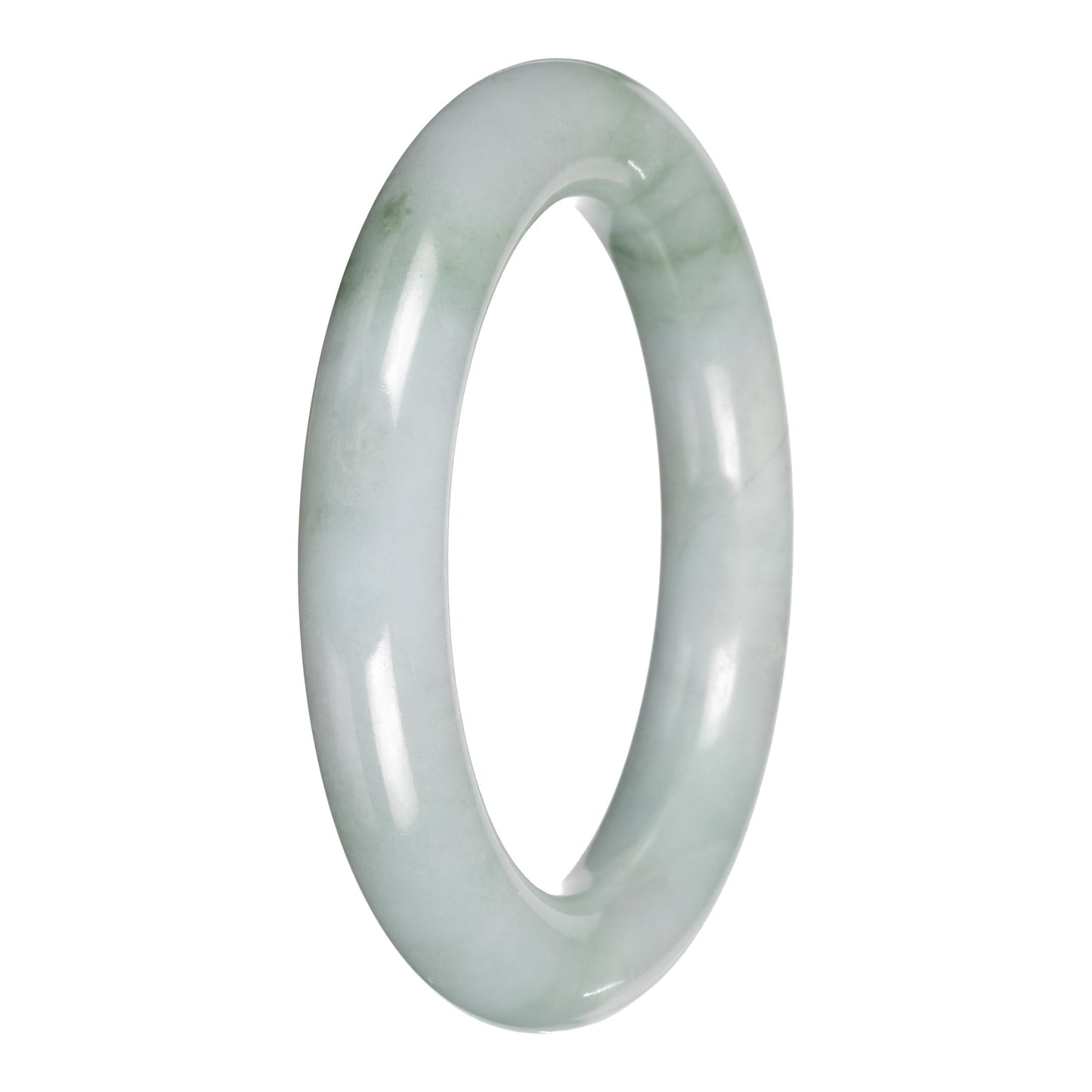 Untreated Pale Green with Green Patches Jadeite Jade Bangle - 55mm Round