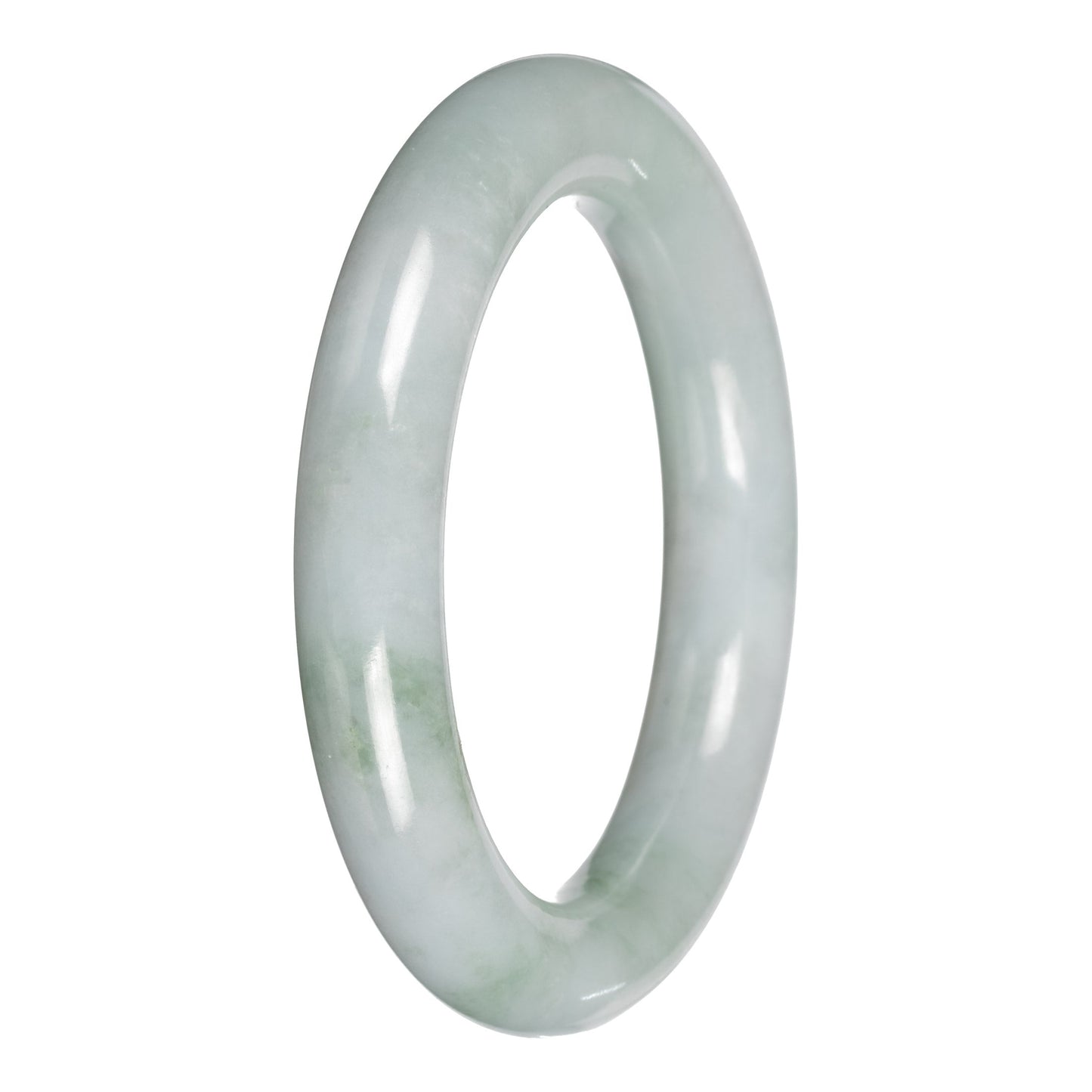 Untreated Pale Green with Green Patches Jadeite Jade Bangle - 55mm Round
