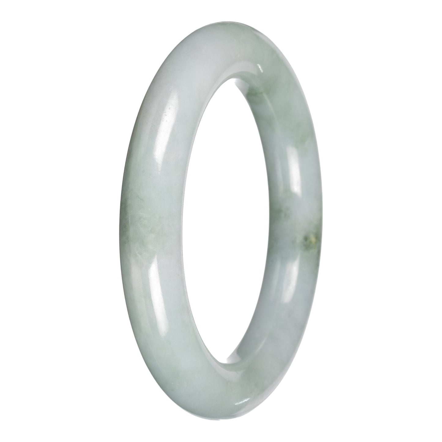 Untreated Pale Green with Green Patches Jadeite Jade Bangle - 55mm Round