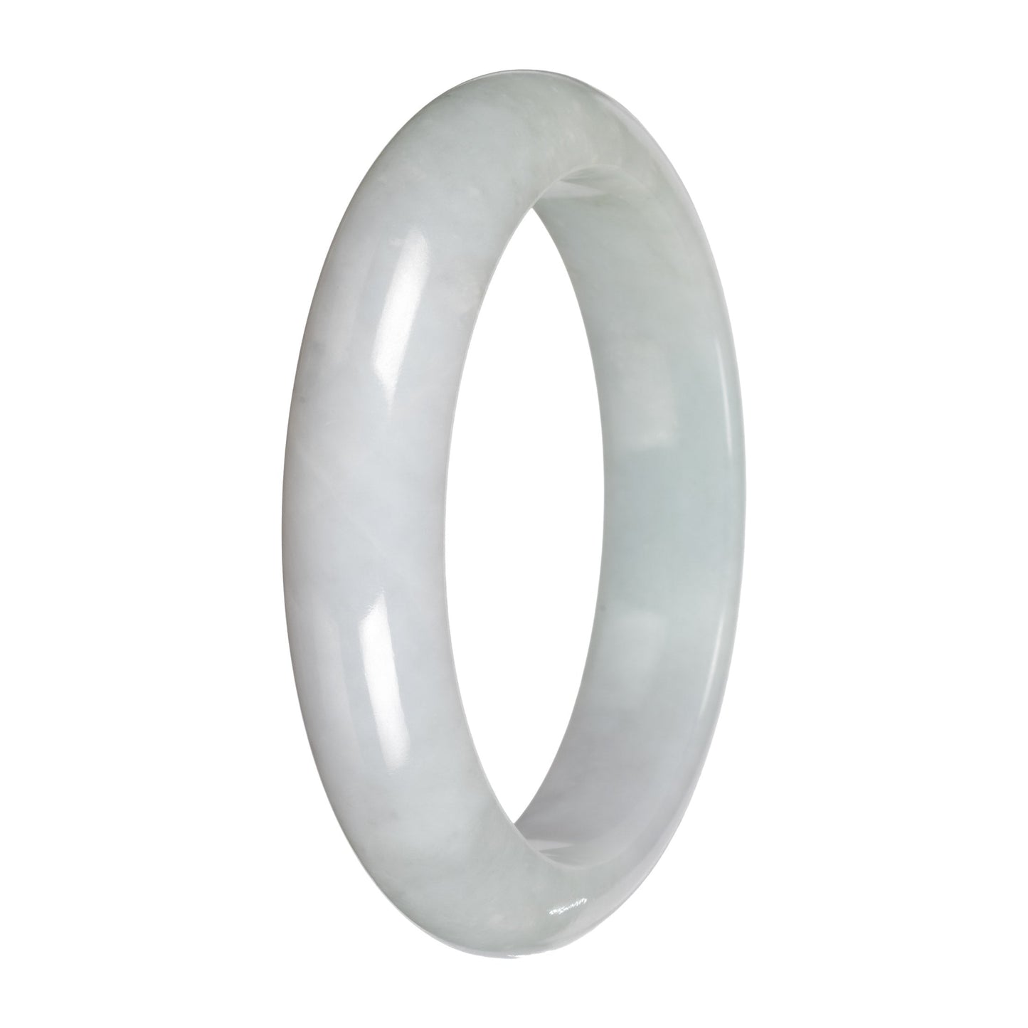 Natural White Traditional Jade Bangle - 58mm Half Moon