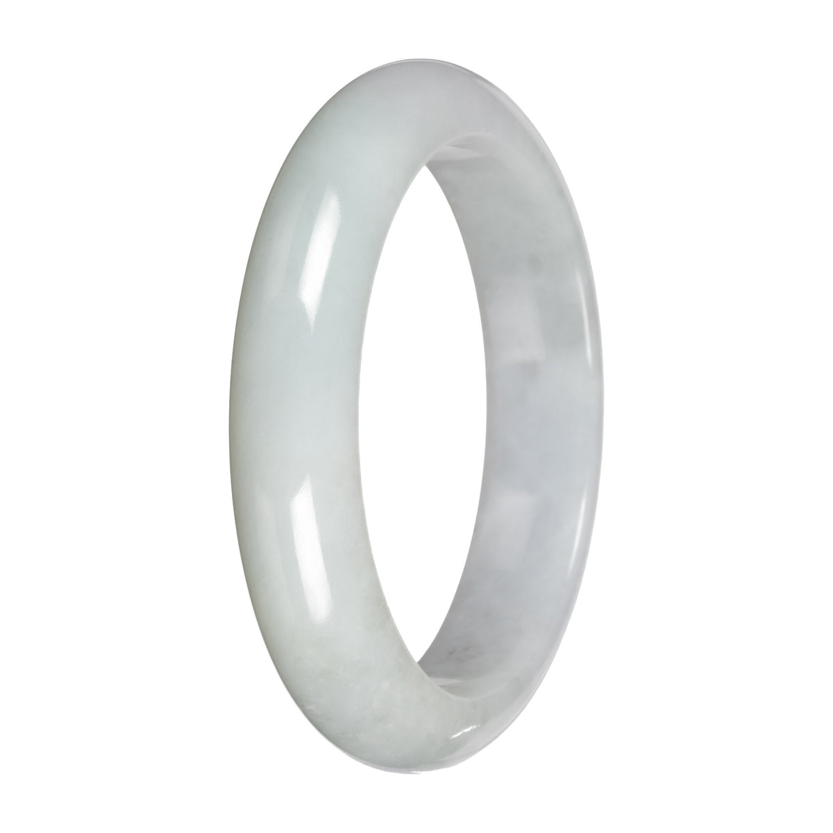 Natural White Traditional Jade Bangle - 58mm Half Moon