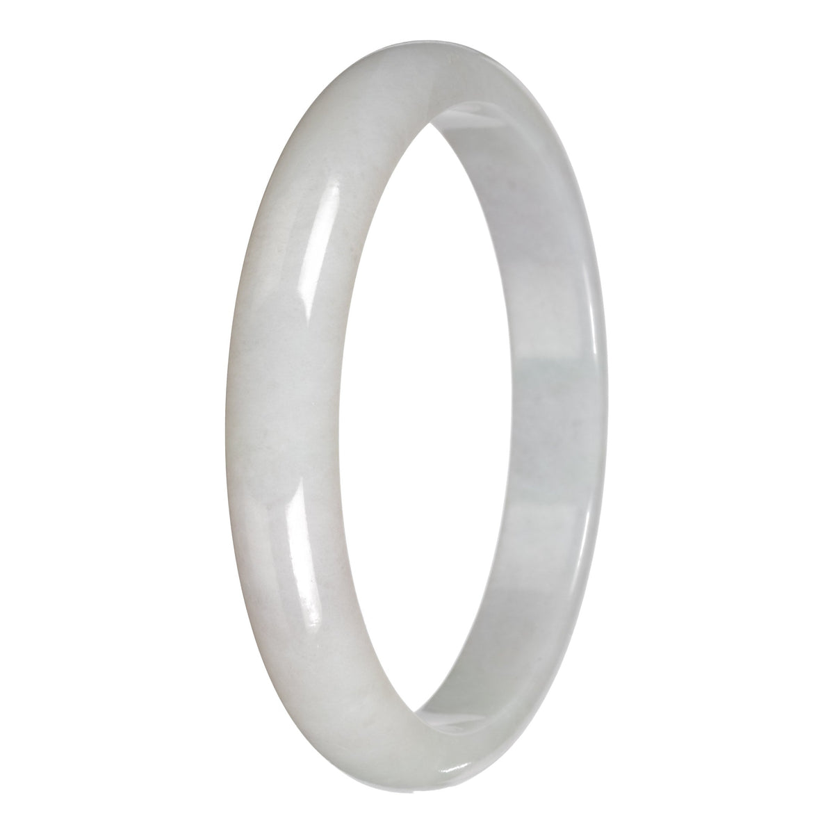 Authentic White Traditional Jade Bangle - 78mm Half Moon