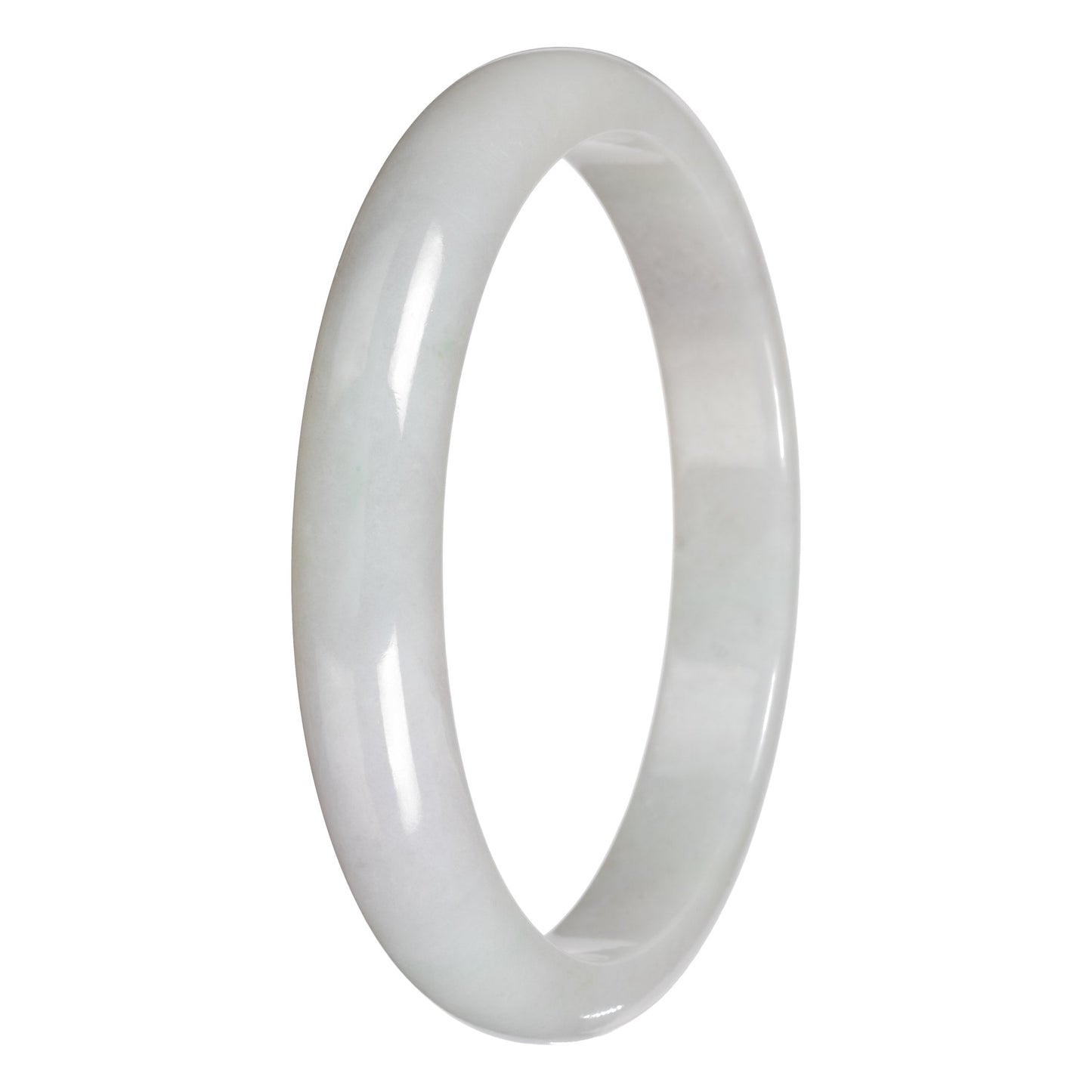 Authentic White Traditional Jade Bangle - 78mm Half Moon