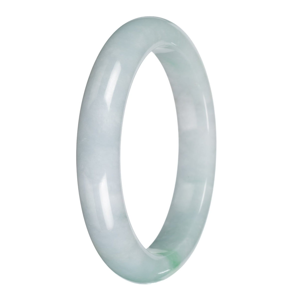 Authentic Pale Green with Emerald Green Burma Jade Bangle - 63mm Half Moon