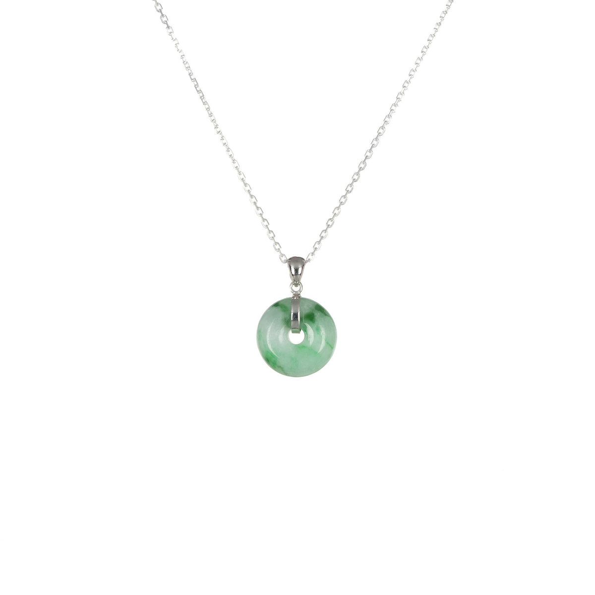 18K Green Pattern Jade Donut Necklace - Kandy Donut