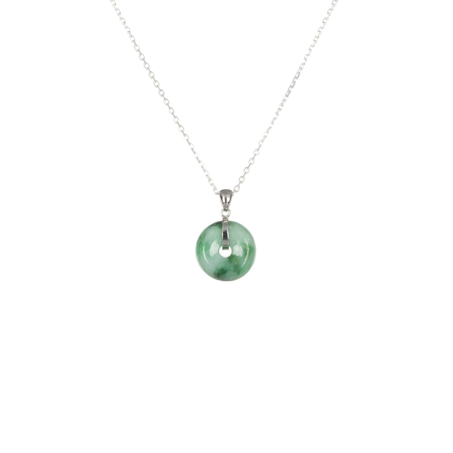 Natural Green Pattern Jadeite Pendant - Kandy Donut