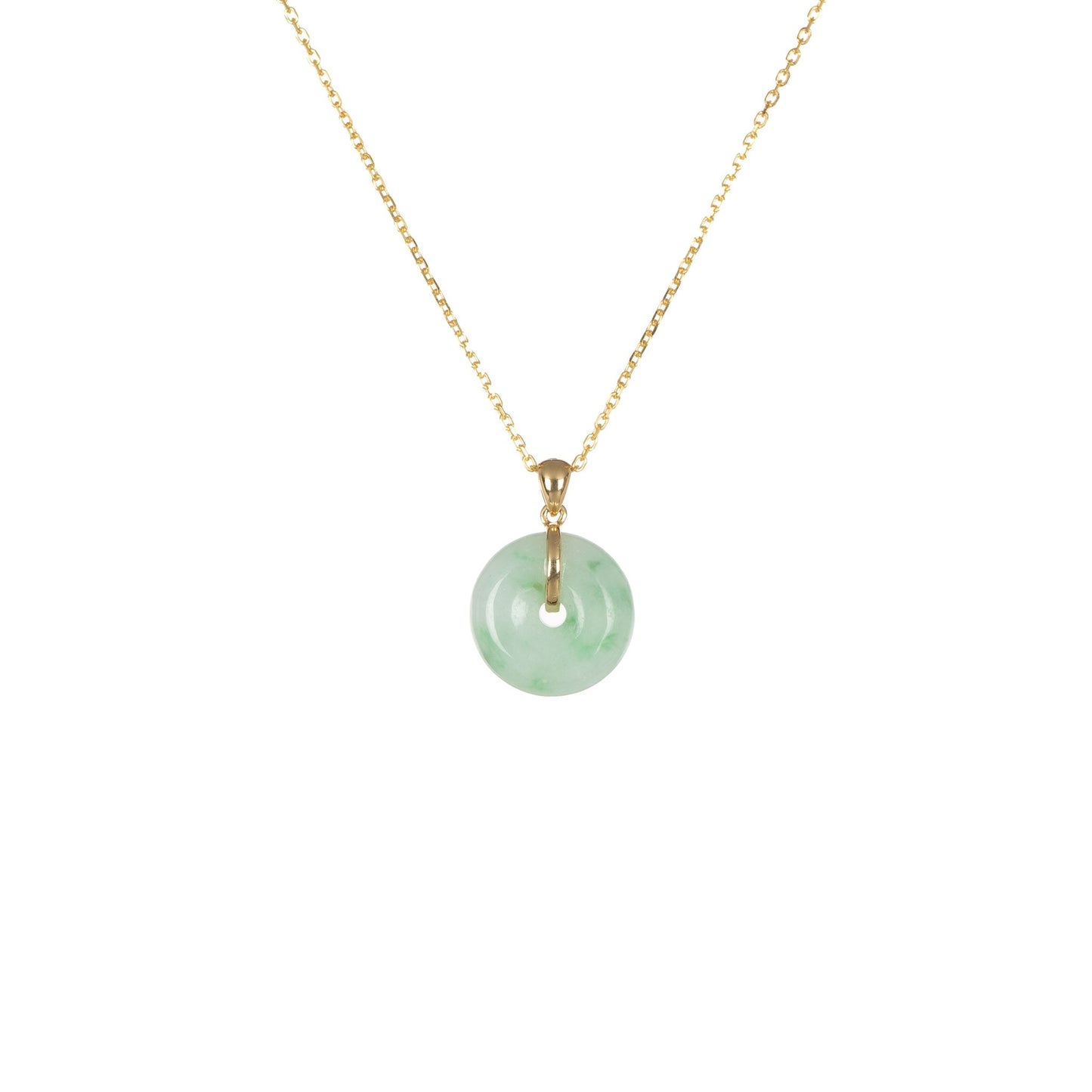 Untreated Pale Green with Light Green Pattern Jade Donut Necklace - Kandy Donut