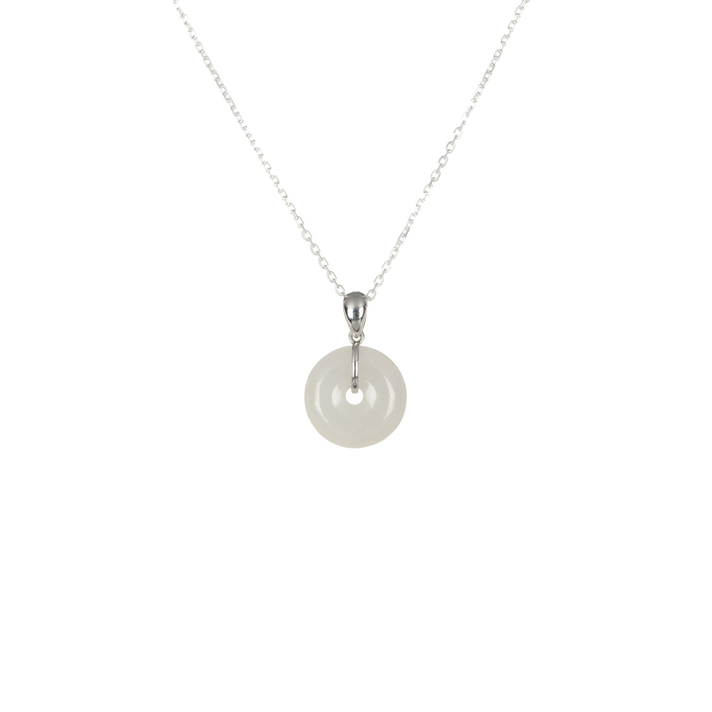 Natural White Jadeite Jade Pendant - Kandy Disc
