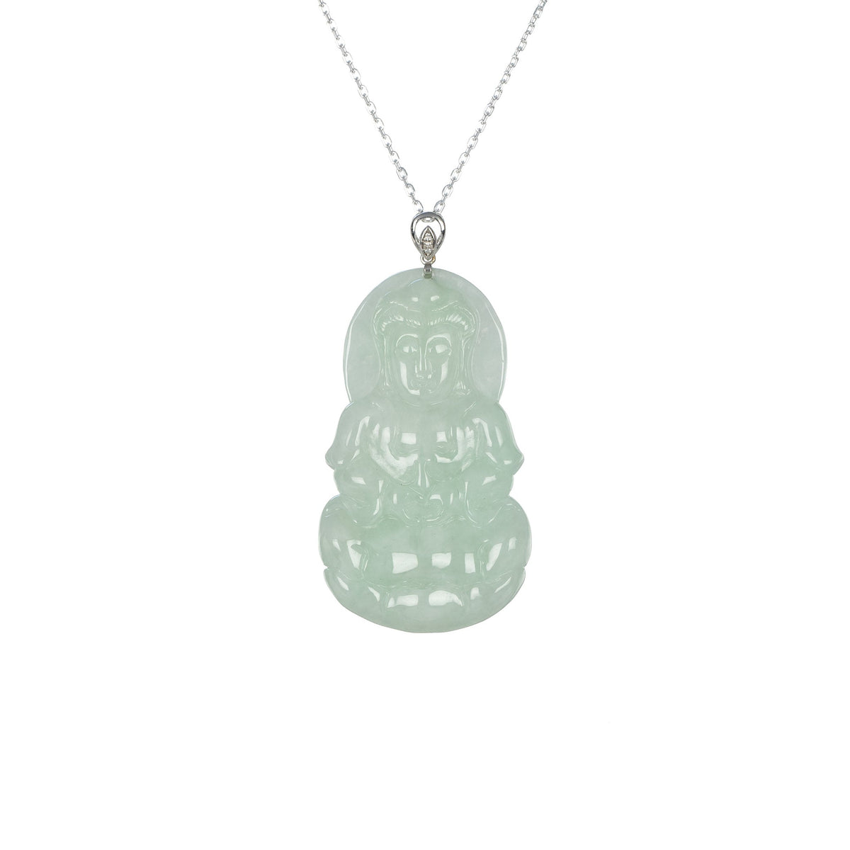Ideali GuanYin Jadeite Jade 18K Gold Necklace