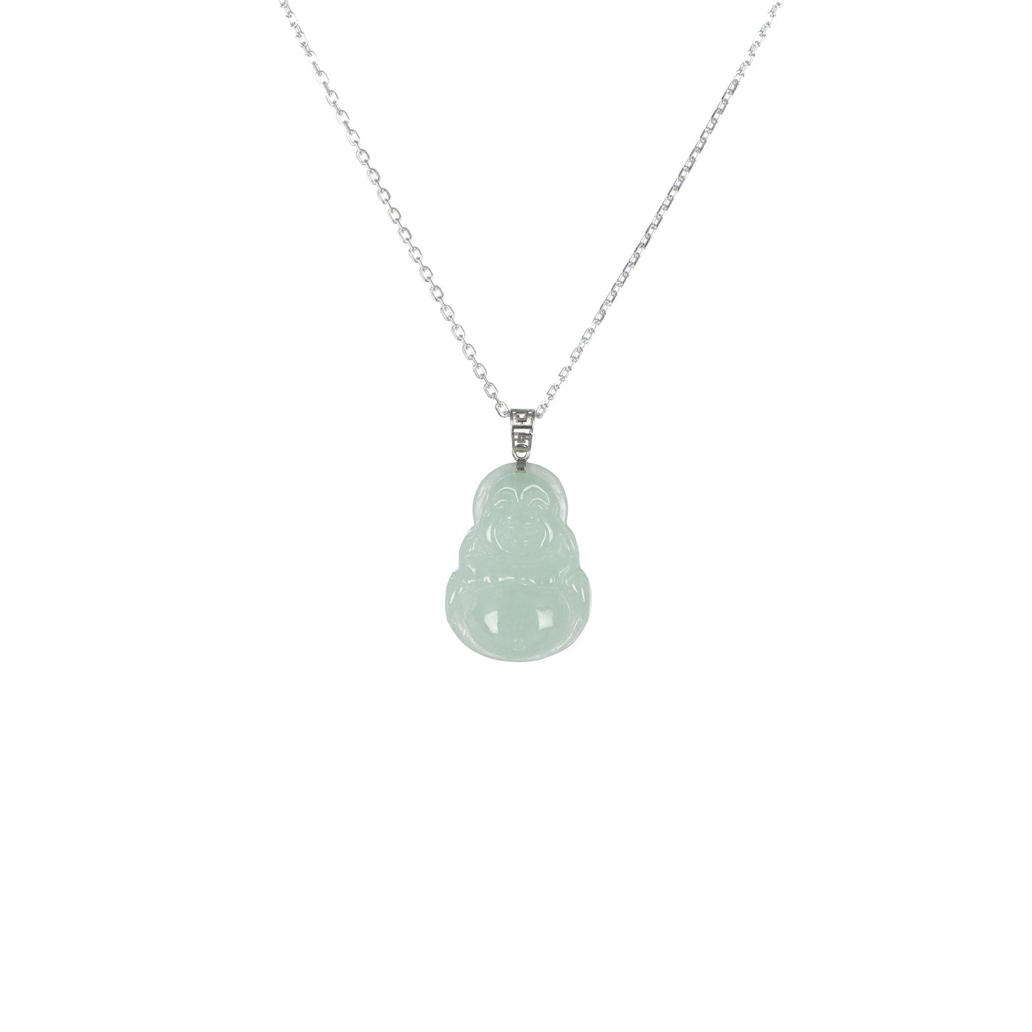Ideali Tall Happy Buddha Jadeite Jade Necklace with 18ct Gold