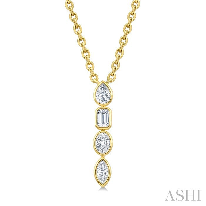 Vertical Bar Mixed Shape Diamond Pendant