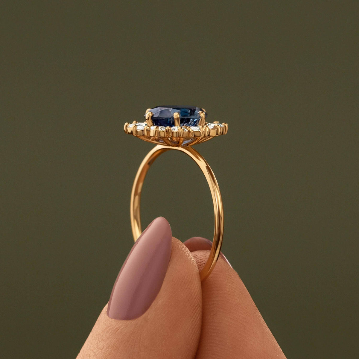 Dazzling 1.5ct Oval Cut Blue Stone Halo Sterling Silver Engagement Ring